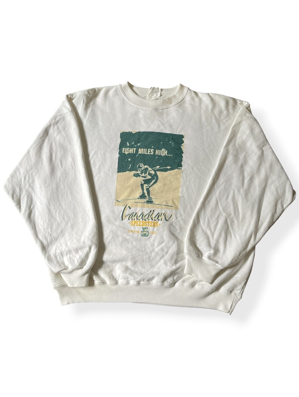 Vintage 90s Canadian Speedsters Skiing Crewneck Oversized White Mens Large